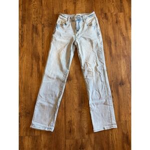 Willow + Root The Low Slung Light Wash Straight Leg Jeans Womens 23 Distressed